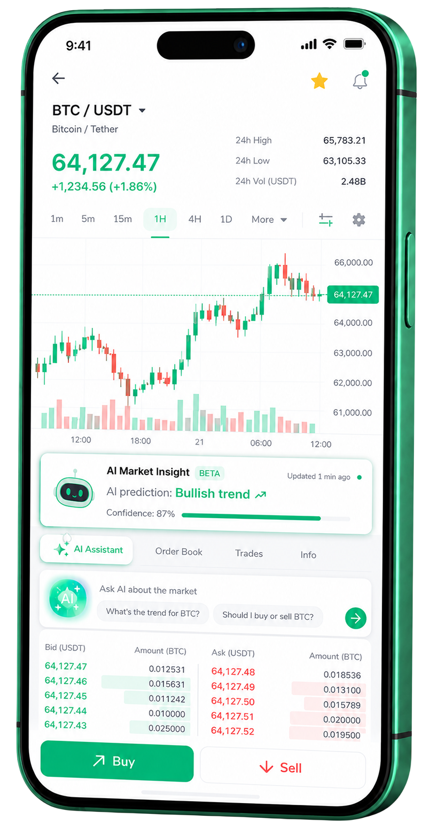 App mobile Asse Gainlux in esecuzione su uno smartphone